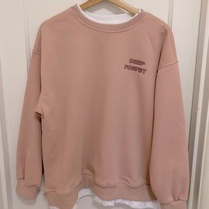 Pink crew neck fleece lined sweater